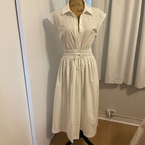 10 Crosby Derek Lam Cream Eyelet Cotton Midi Dress